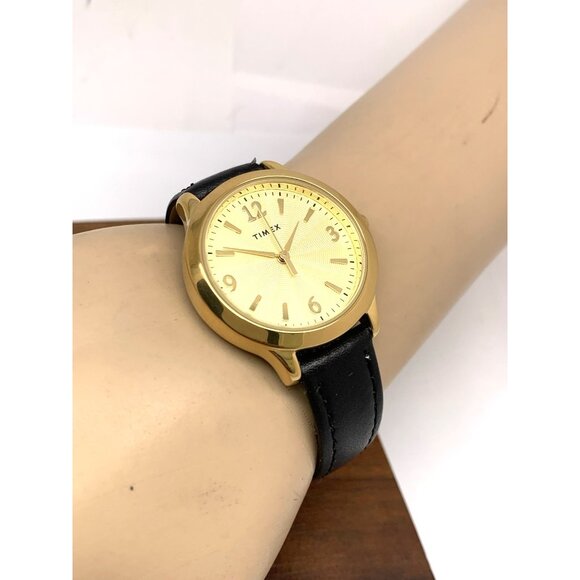 Timex Women's Watch TW2V36000 Quartz Gold Black Leather Band 32mm - Picture 5 of 13